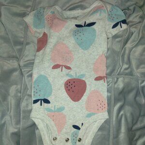 Carters strawberry onesie 9 month.                  B16